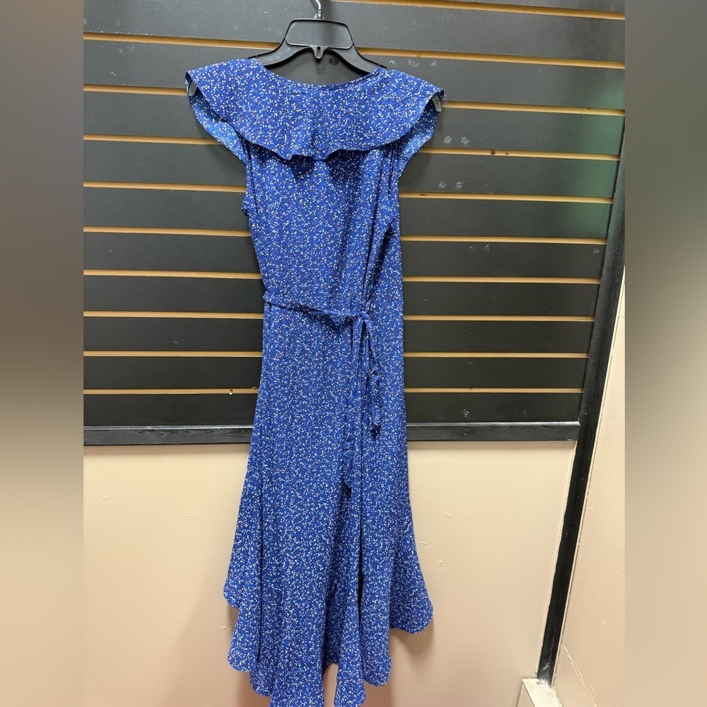 Max Studio Blue Ruffle Wrap Midi Dress XS - Picture 4 of 4